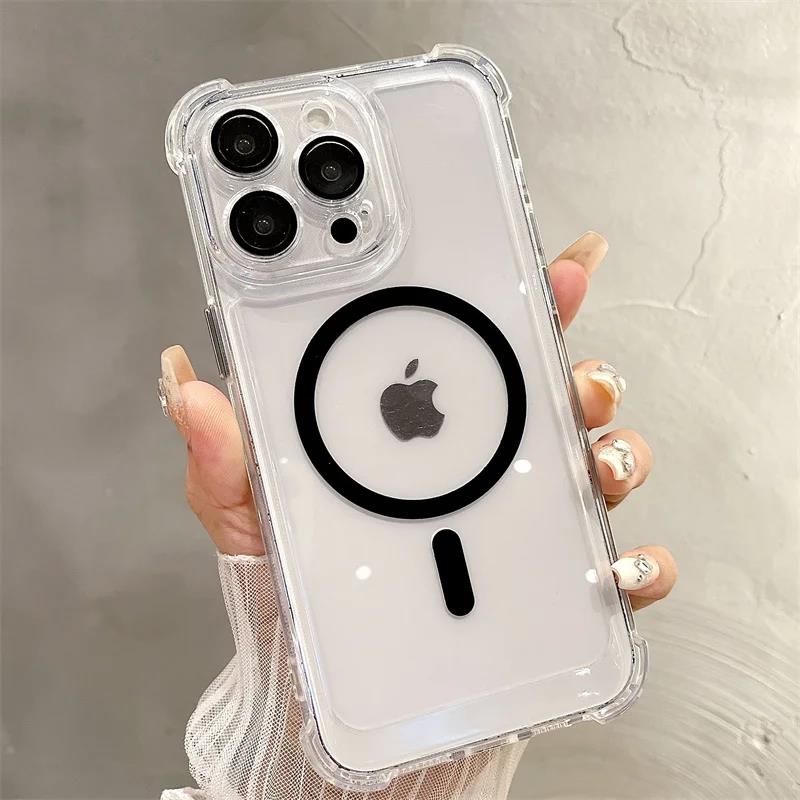 Fashion Simple Color Magnetic Shockproof Case For iPhone 11 12 13 15 16 Plus 14 ProMax Silicone Soft Wireless Charging Cover Men
