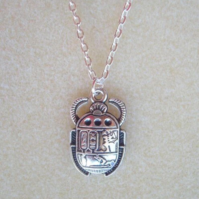 

Scarab Beetle Pendant Necklace for Women Men Metal Zinc Alloy Jewelry Egyptian Accessories 60cm