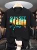 SUNSET Vibes Beach Sunset Print Unisex WoUnisex Summer Fashion Tshirt Summer Vibe Graphic Cotton Short Sleeve Tee Casual Tops