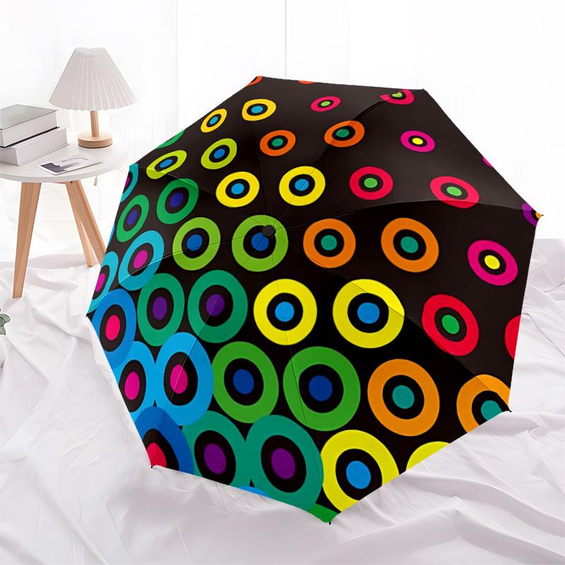 1pc Colorful Circles Open/Close Folding Umbrella, All- Portable Umbrella for & Men, Stylish Accessory (Holiday Gift) 8-Rib yy251213155