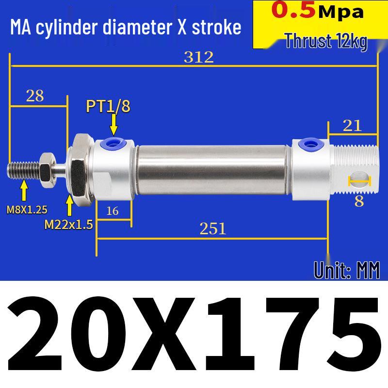 Corrosion Resistant Stainless Steel Pneumatic Cylinder 16-40mm/50-150mm