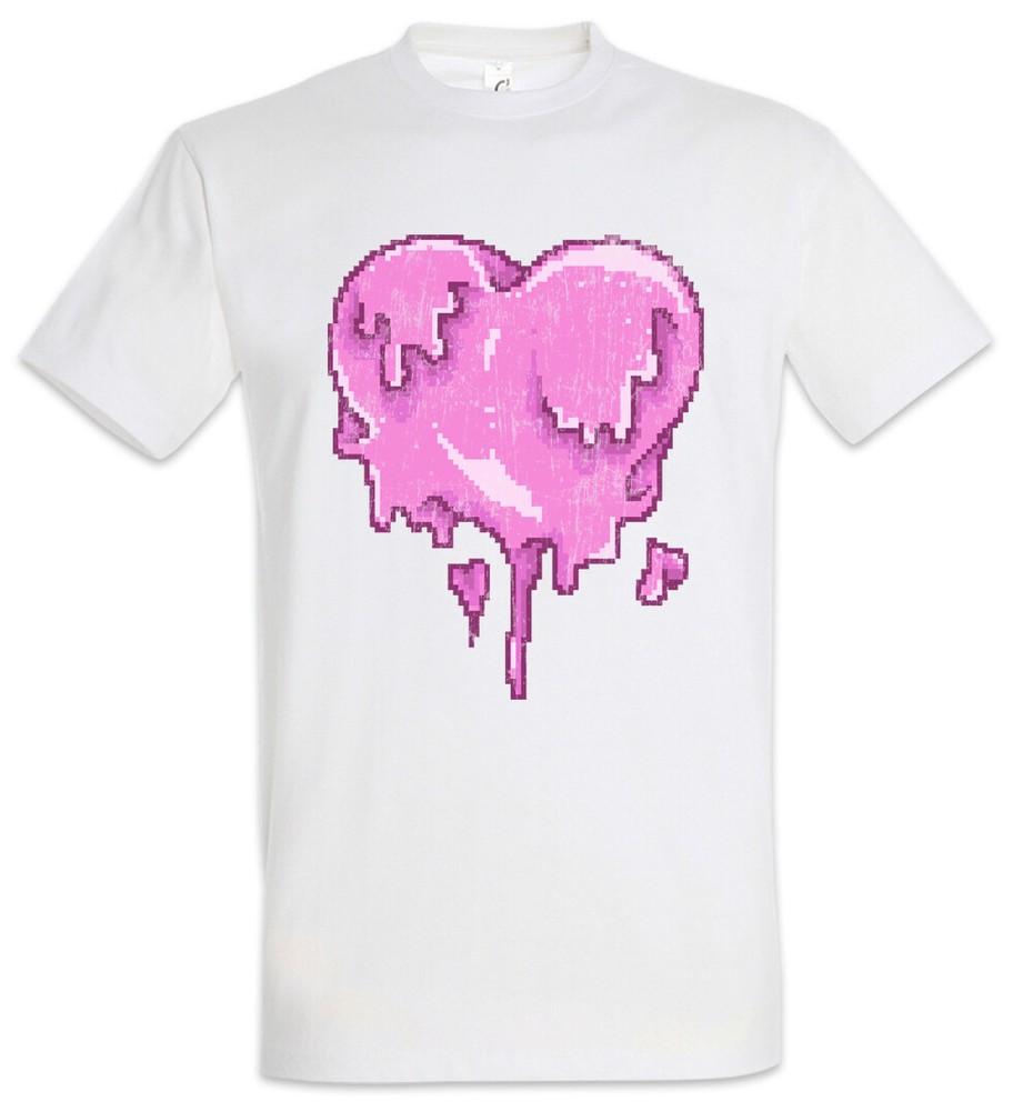 Pixel Melting Heart T-Shirt Pixel Retro Gamer Gaming Couple 8 16 Bit Nerd Geek