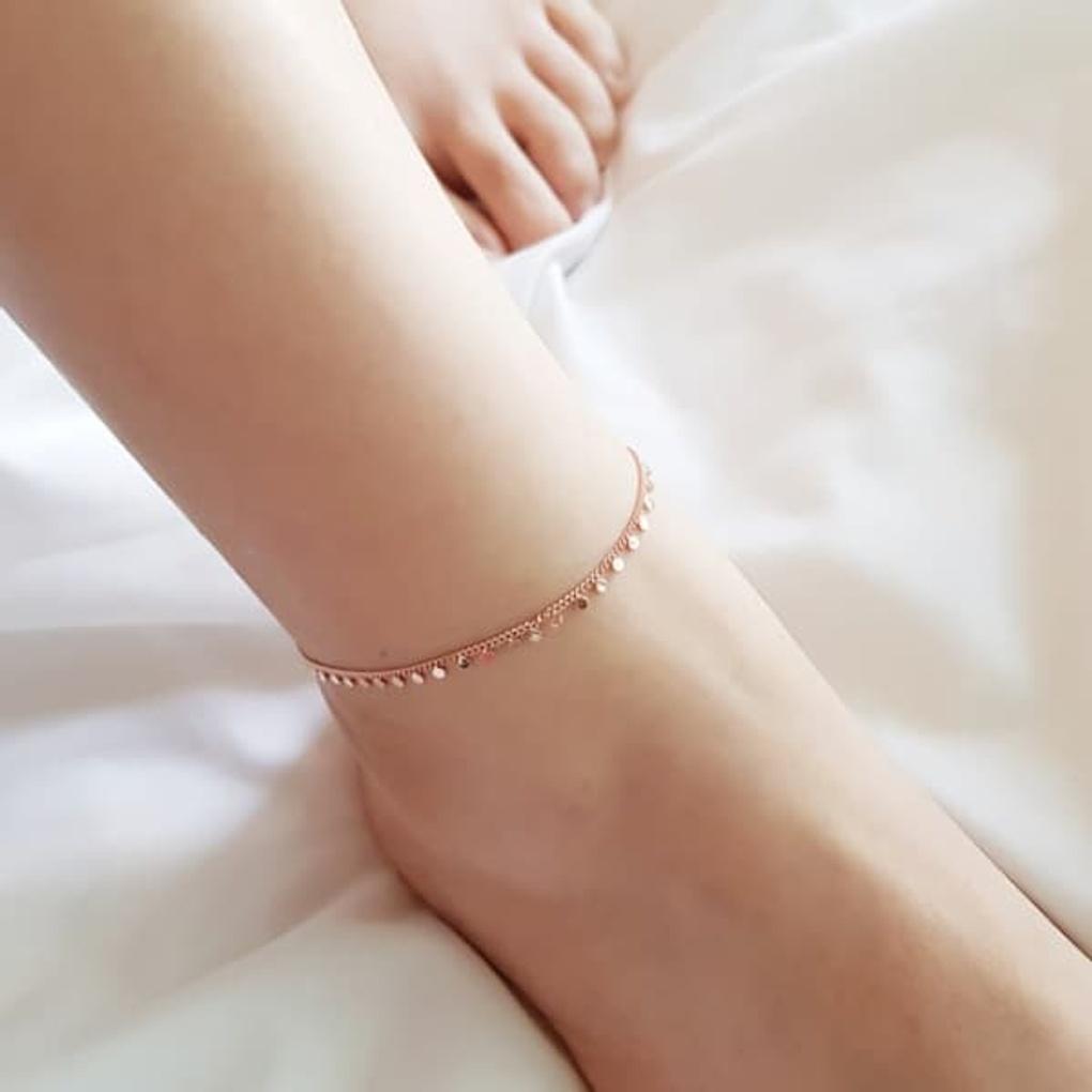

Women s Daily Round Circle & Chain Anklet Bracelet pink gold