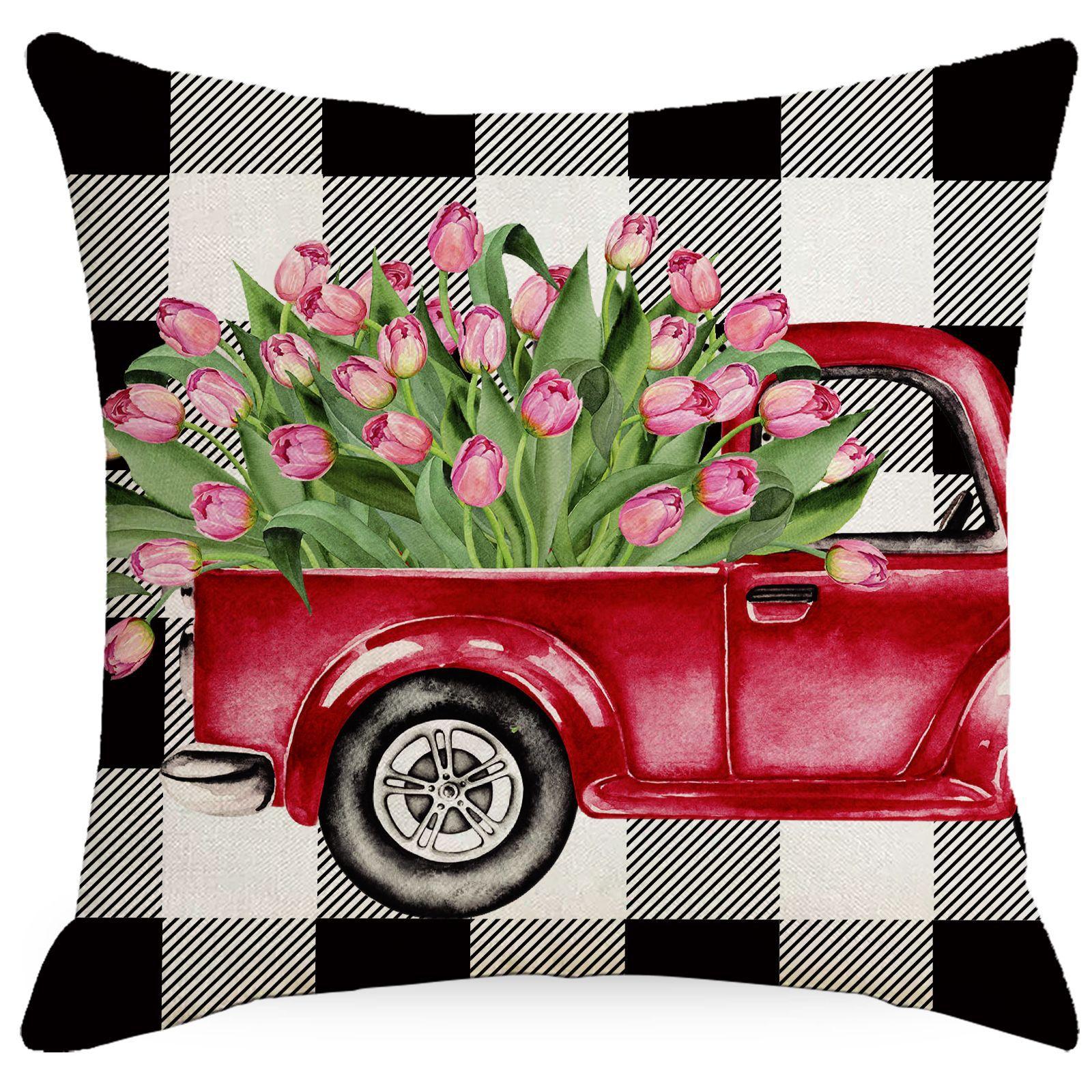 

Новая наволочка на подушку ко Дню святого Валентина Простая наволочка с принтом в клетку и линиями 45 * 45Cm without pillow core