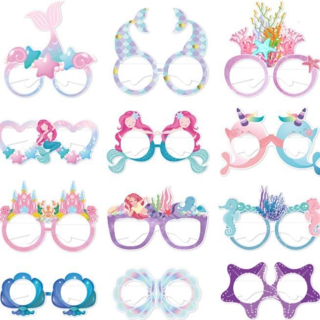 Theme 3d Mermaid Paper Glasses For Children Party Photo Booth Decoration