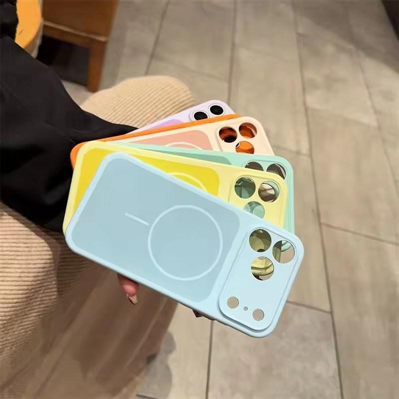 Liquid Silicone Dual-color , Lens-protecting Phone Case, Supports Magnetic Charging for iPhone 17, 16, 15, 14, and 13 Series