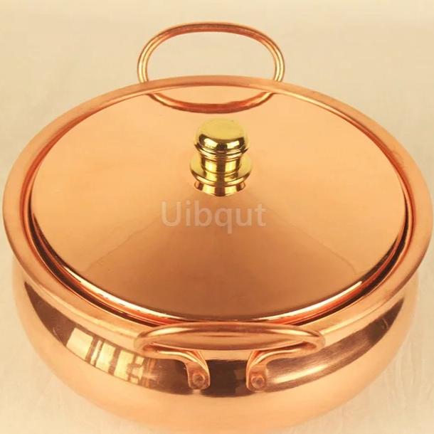 18cm/20cm/22cm/24cm Pure Koperen Pot Huishoudelijk Handgemaakt Binauraal Kookpot Compatibel Inductie Gasfornuizen Kookgerei met Deksel