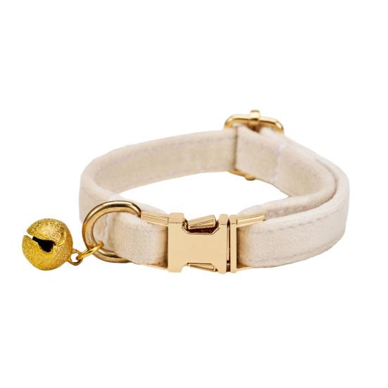 קולר חתול מתכוונן קולר חיות מחמד רך עם פעמון נשלף קולר חיות מחמד בצבע אחיד לכלבים קטנים חתולים גורים טיולים בחוץ בטיחות