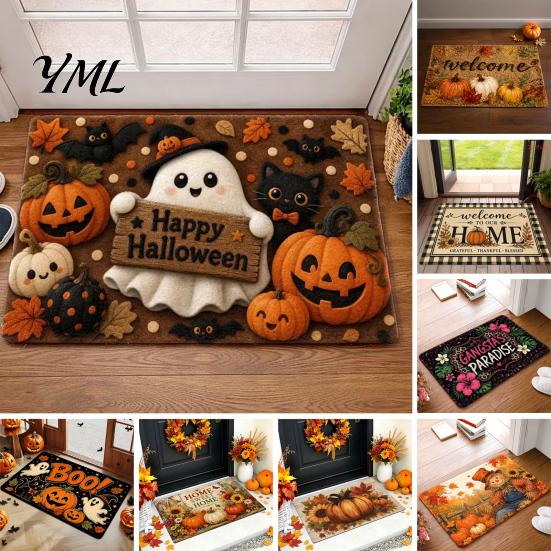 Dekorace pro prázdninový dům Halloweenská dýně Rohožka, Podzimní sezónní Vítejte Protiskluzová Chalupářská Slavnostní Rohožka na Verandu Vstup pro Přední Vstup Kuchyně