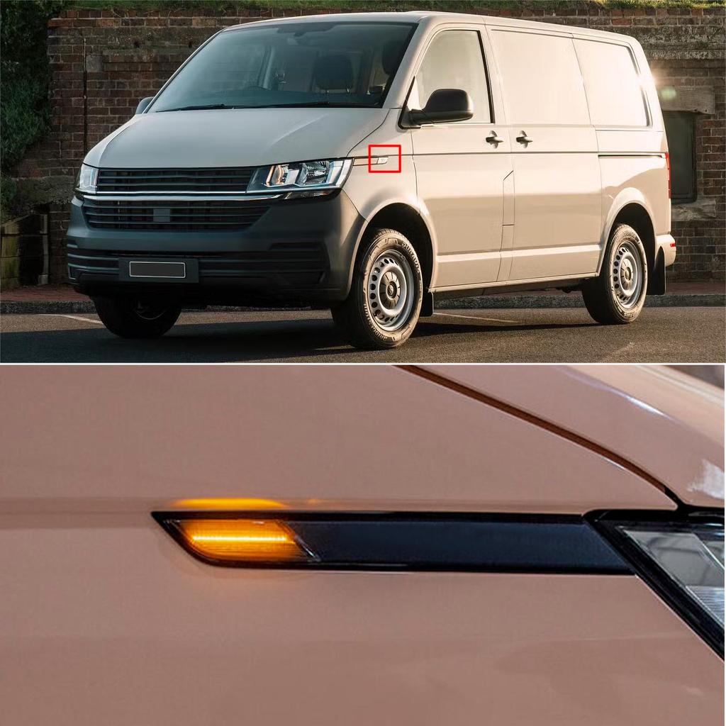 2 stk 12V Gult Sidespeillys Dynamiske LED Sidemarkeringslys Blinklys For VW For Transporter T6.1 Facelift 2020-Opp