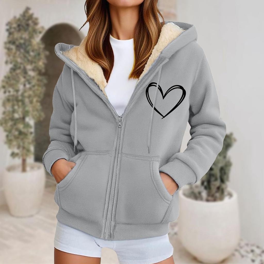 Women's Fashion Casual Sweatshirt Loose Zipper Cardigan Long Sleeve Hooded Jacket