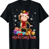 Merry Christmas Cute Christmas Lights Santa Reindeer Monkey T-Shirt