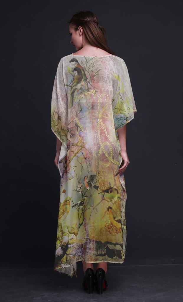 Phagun Sparrow Bird Long Caftan Maxi Dress Beach Swimwear Cover Up Womens