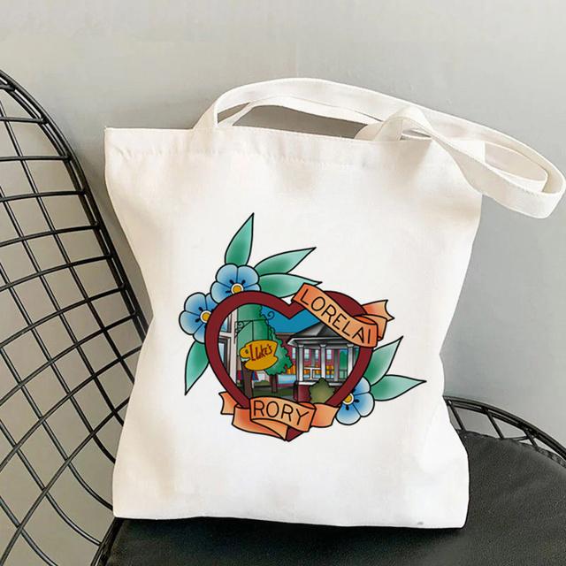 Shopper Gilmore Girls Luke's Printed Tote Geantă Femei Harajuku Shopper Geantă de mână Geanta de umăr Geantă de cumpărături Lady Canvas Bag