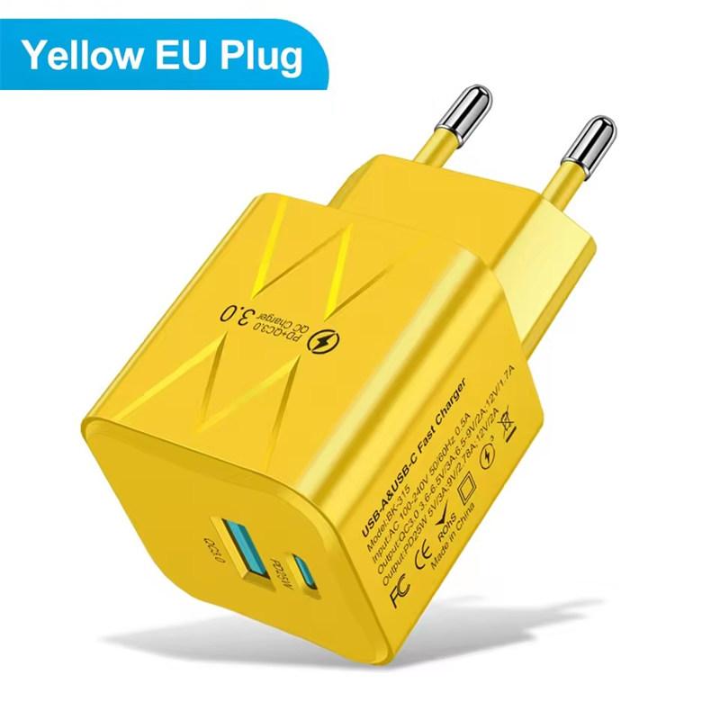 PD 25W USB C Fast Charger for iPhone 15 Pro Max Xiaomi 14 Oneplus EU US Mini 2 Ports Travel Plug Phone Fast Charging Adapter