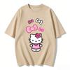 2026 Summer Hot Slae Trendy Cute Hello Kitty Pink Bows Graphic Couple Tshirts Streetwear Family Matching Parentchild Clothing
