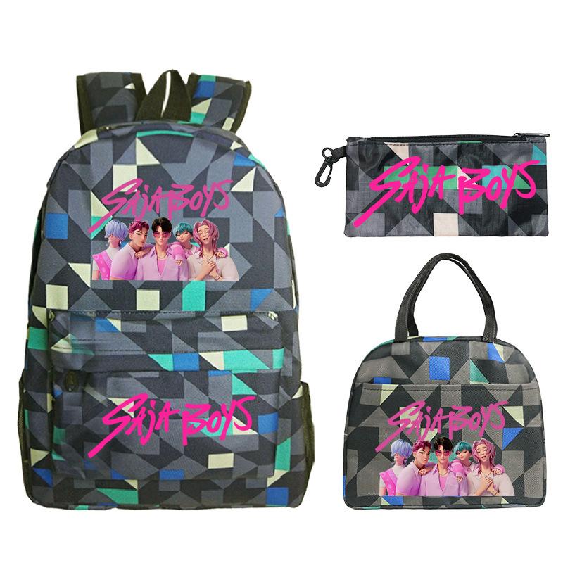 Kpop Peripheral Printing Student Schoolbag Fashionable Large Capacity Casual Backpack Three-Piece Set