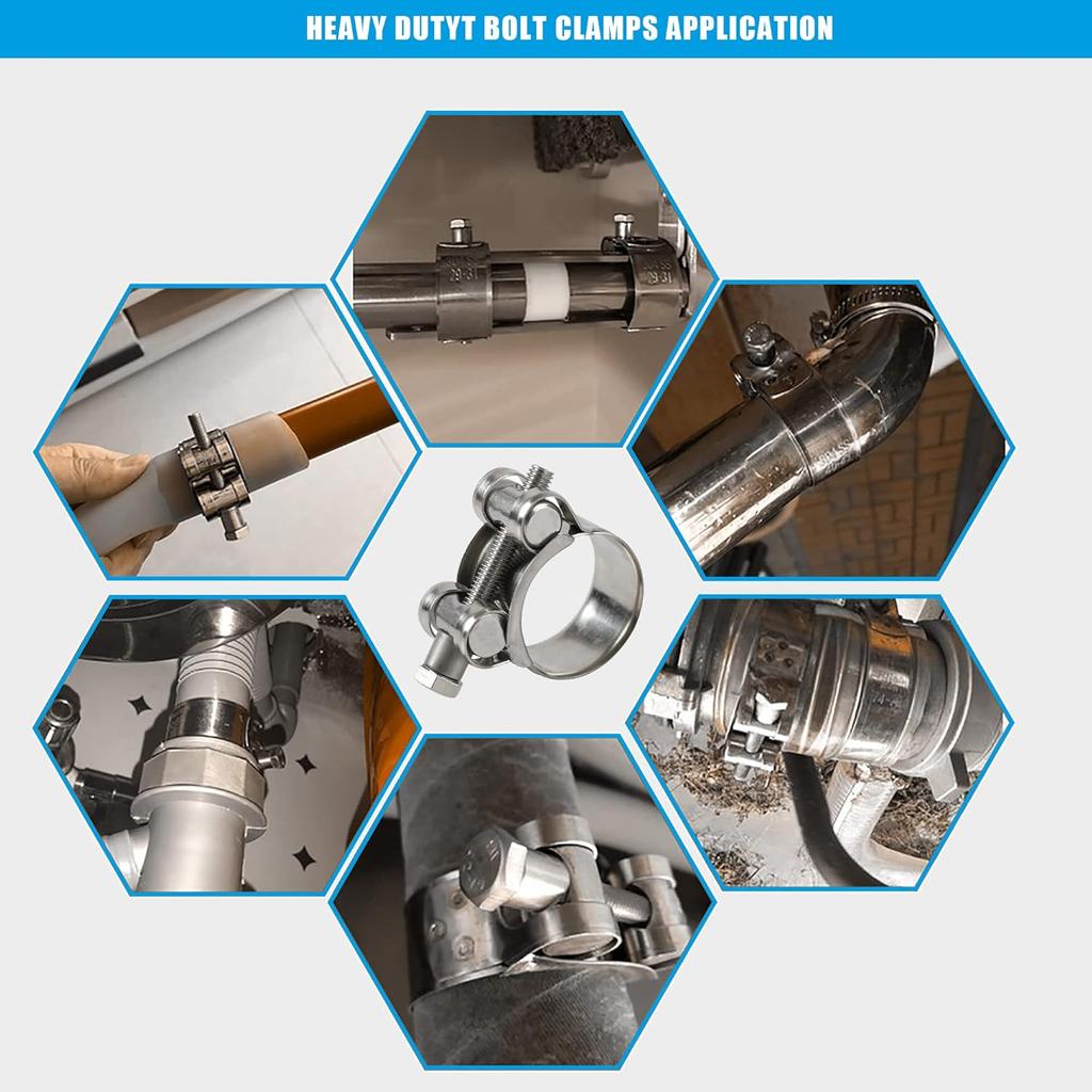 4 Pack 3/4 Inch T-Bolt Hose Clamps Working Range 17mm-19mm for 3/4 Inch Hose ID, Heavy Duty Hose Clamps Stainless Steel, Pack of 4