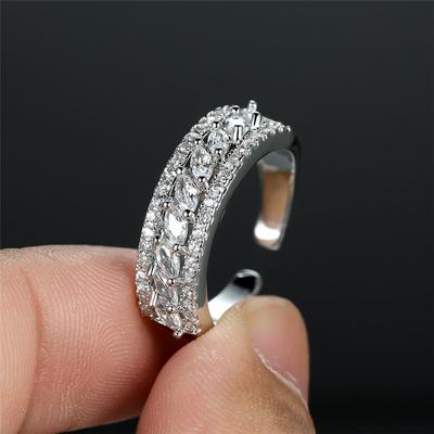 Antique Gold Color Engagement Ring Marquise White Zircon Wedding Ring Luxury Crystal Small Stone Rings For Women Opening Jewelry