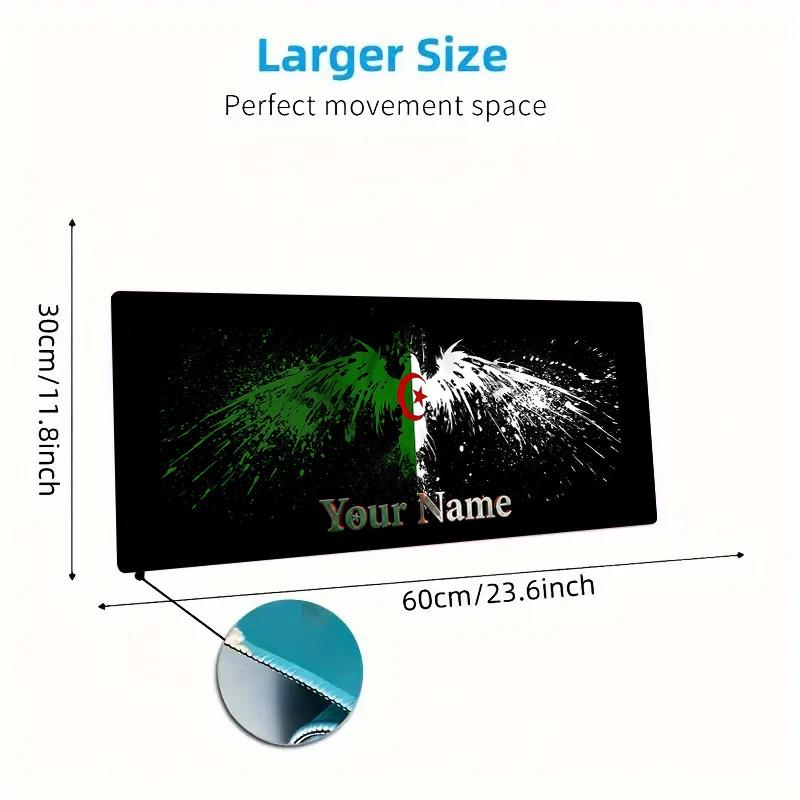 Algeria Flag Custom Name Large Size Mouse Pad Large Gaming Table Cushion Non-slip Laptop Tablet Big Mousepad XXL Mat Mini PC Playmat With Lock edge