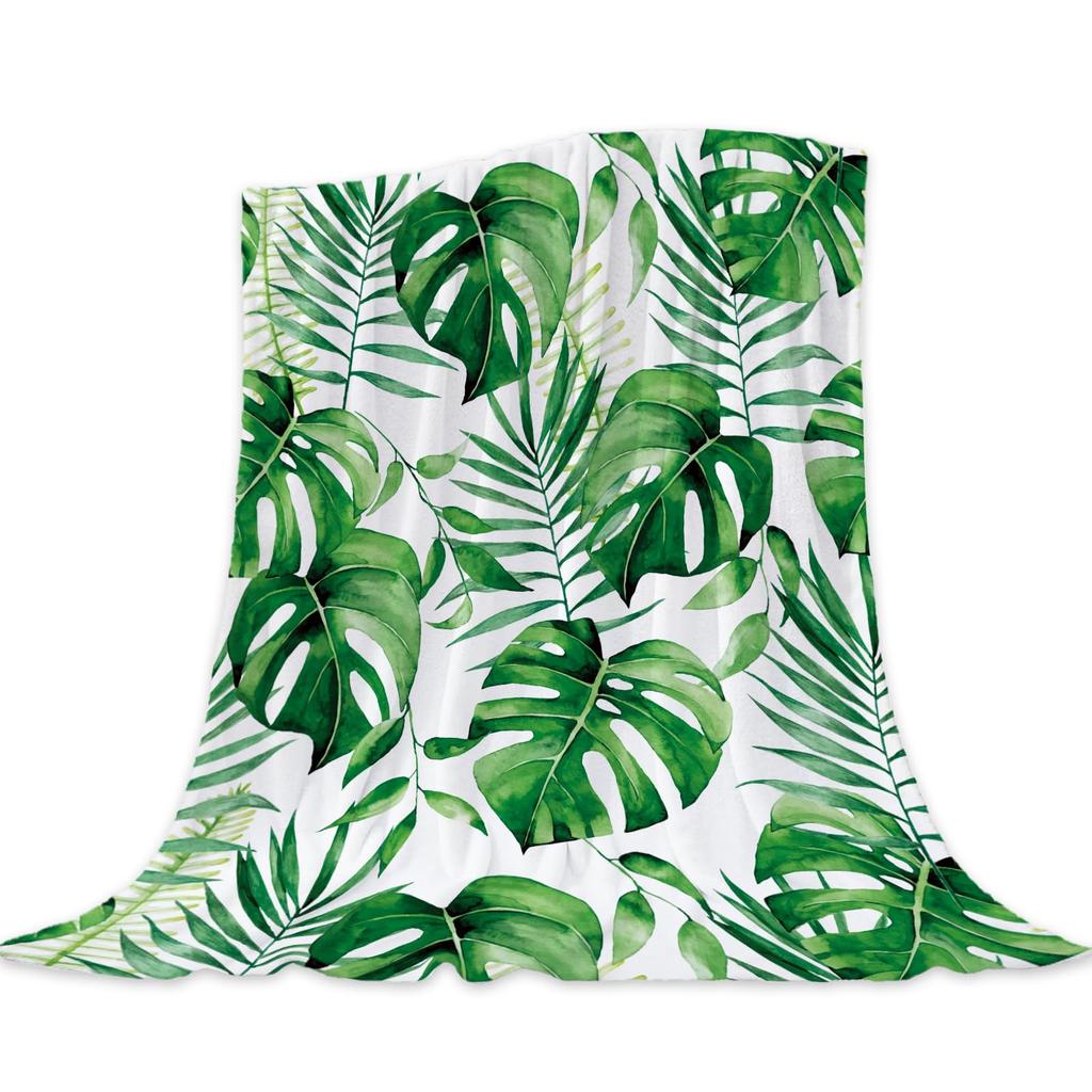 Tropical Palm Leaves Throw Blanket Ultra Soft Warm Lightweight Cozy Plush Blanket for Bed Chair Car Sofa Couch Bedroom Dorm