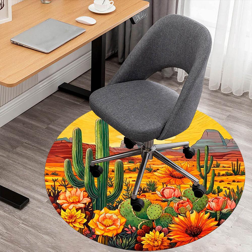 1PC cactus desert Office Round Area Rug, Under Office Chairs Bedroom Living Room Home Decor, Carpet for Office -1110165