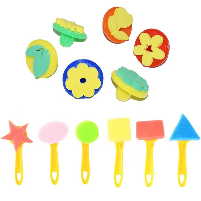 Drawing Brush Kit Sponge Stamp Painting Roller Brush Various Pattern Drawing Tools DIY Art Craft Creativity Decorating Props ZYF