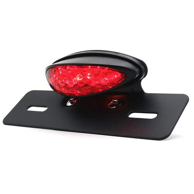 Karun Universal LED Slim Cat Eye Tail Lamp License Light Stay Custom Motorcycle Brake Red Lens