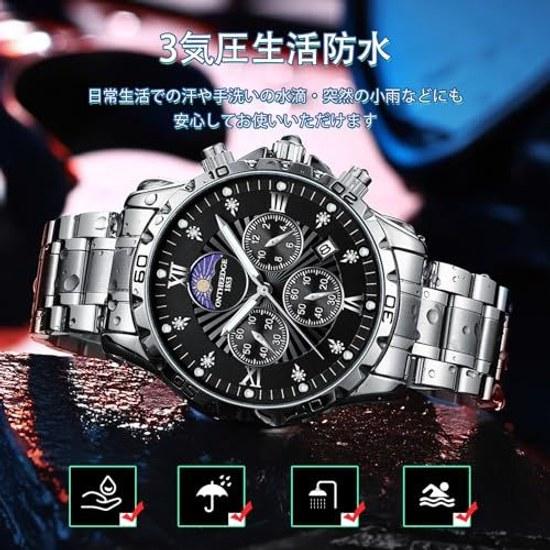 Wrist watch men quartz chronograph 3 ATM water resistant stylish mens brand popular business simple date luminous stainless steel band male working