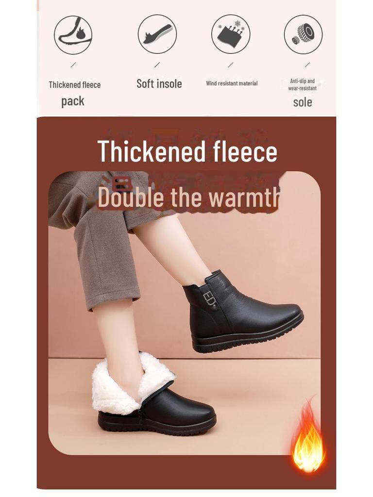 Women's Winter Warm Cotton Boots - Soft Bottom, Plus Velvet, Middle-Aged & Elderly Short Boots