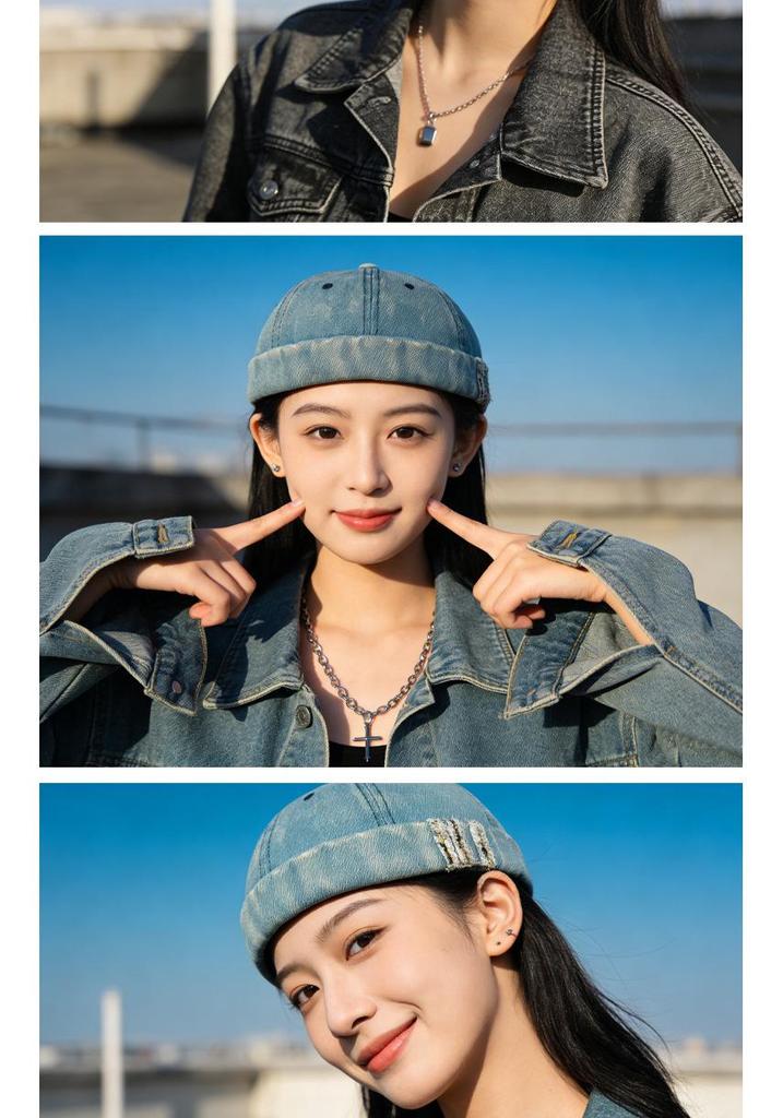 Unisex Distressed Denim Landlord Cap - Trendy Street Style Hipster Hat for Spring and Autumn