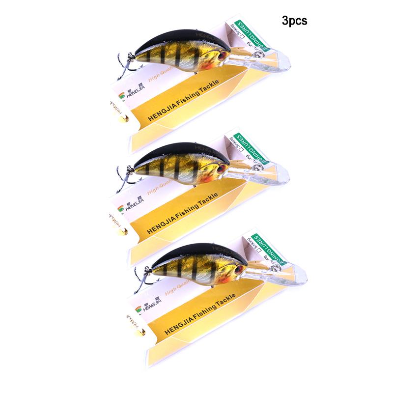1PC/3pcs HENGJIA Floating Crankbait Swim Bait Plastic Pike Bass Trout Fishing Tackle Hook