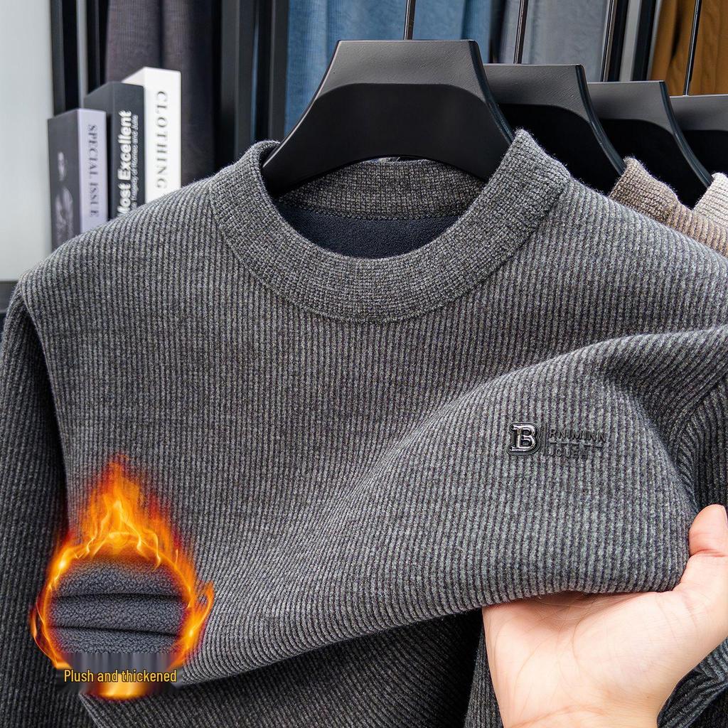 Men’s Winter Mink Velvet Thick Knit Sweater - Round Neck Luxury Casual Pullover