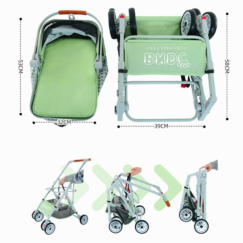 Detachable Pet Stroller Carrier for Dogs Cats Baby Stroller Dog Pull Cart Double Layer Lightweight Four Wheel Shock Absorption