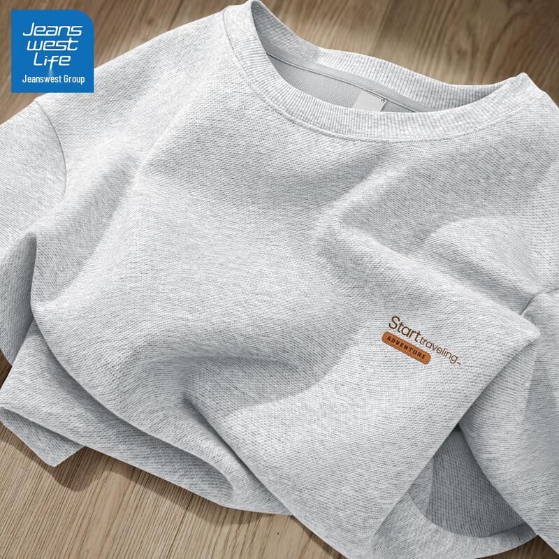 JEANSWEST LIFE Men's Letter Print Crew Neck Sweatshirt