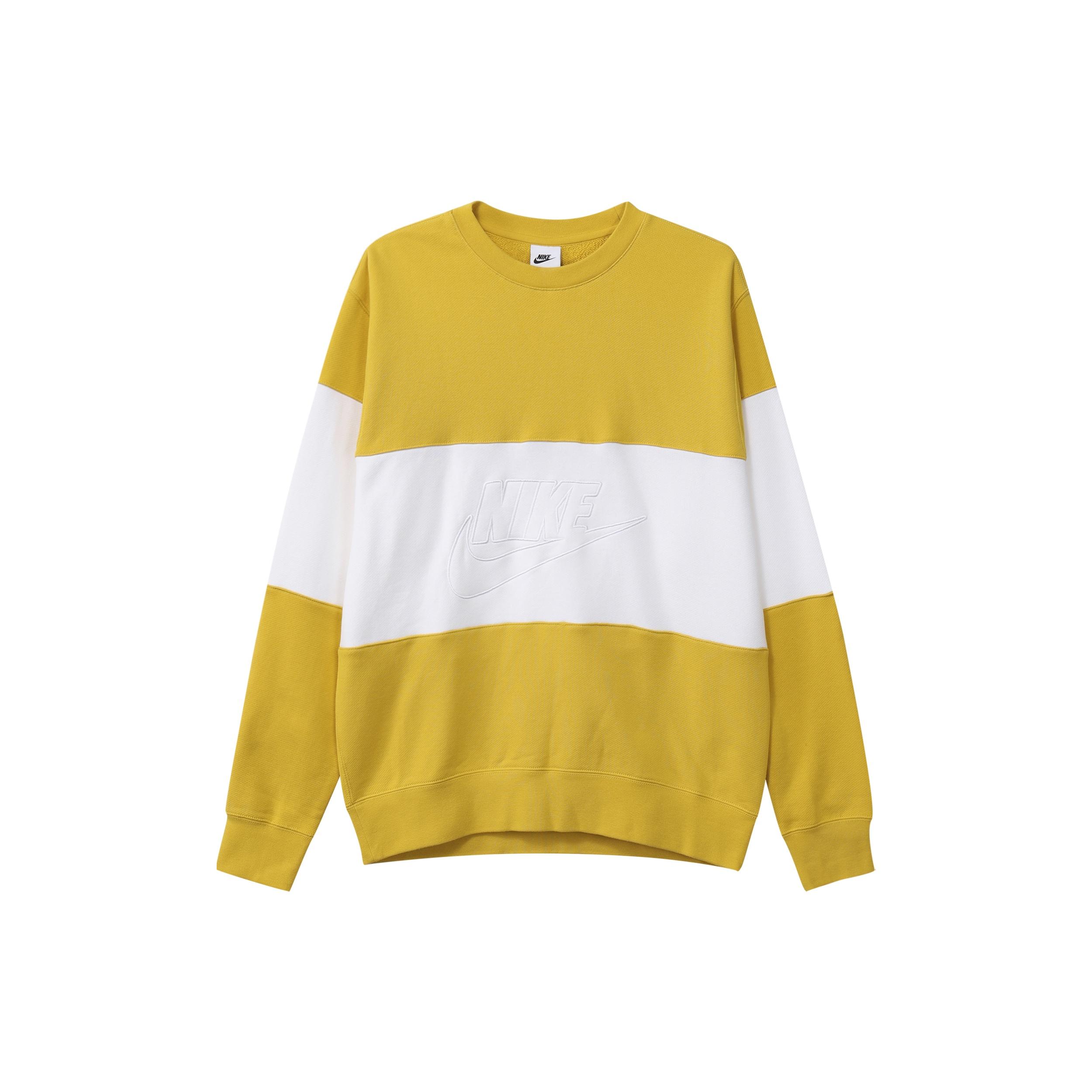 Nike Club French Terry Colour-Blocked Crew Vivid Sulphur Men s FB7849-709 XL