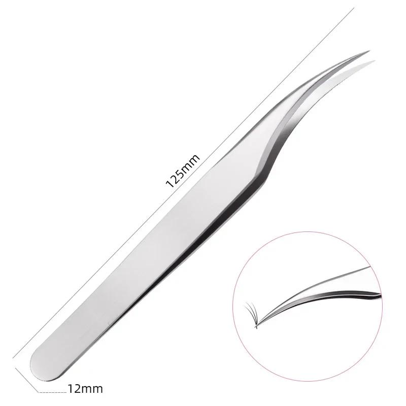 1PC Gold Stainless Steel Precision Curved Tip Tweezers,Professional Eyelash Extension Applicator Lash Makeup Supplies