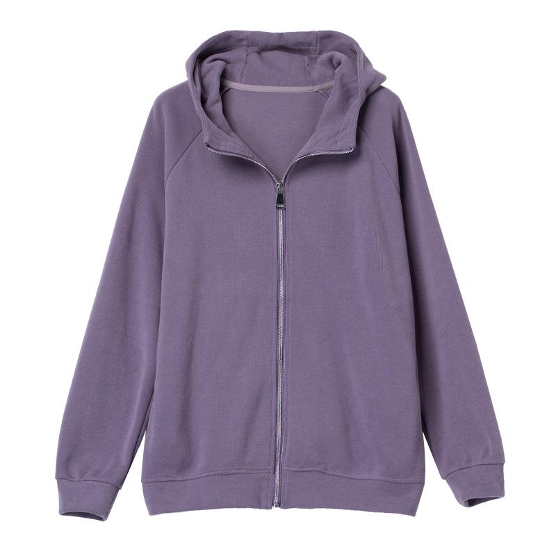Women's Plus Size Hooded Sweatshirt - Spring/Autumn Medium-Aged Mother Loose Zipper Top with Velvet Lining