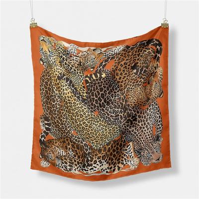 53cm European Leopard Print Small Square Scarf Hot All Matched Twill Silk Foulard Hijabs For Women