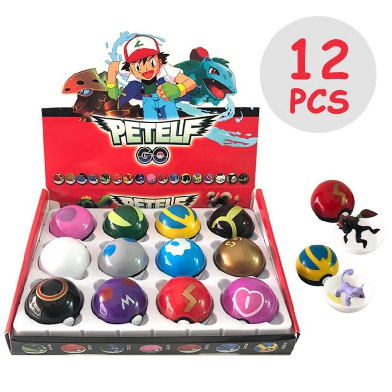 12pz Set Palla Pokemon Pokeball Giocattoli per Bambini Figure Pikachu Regali per Bambini