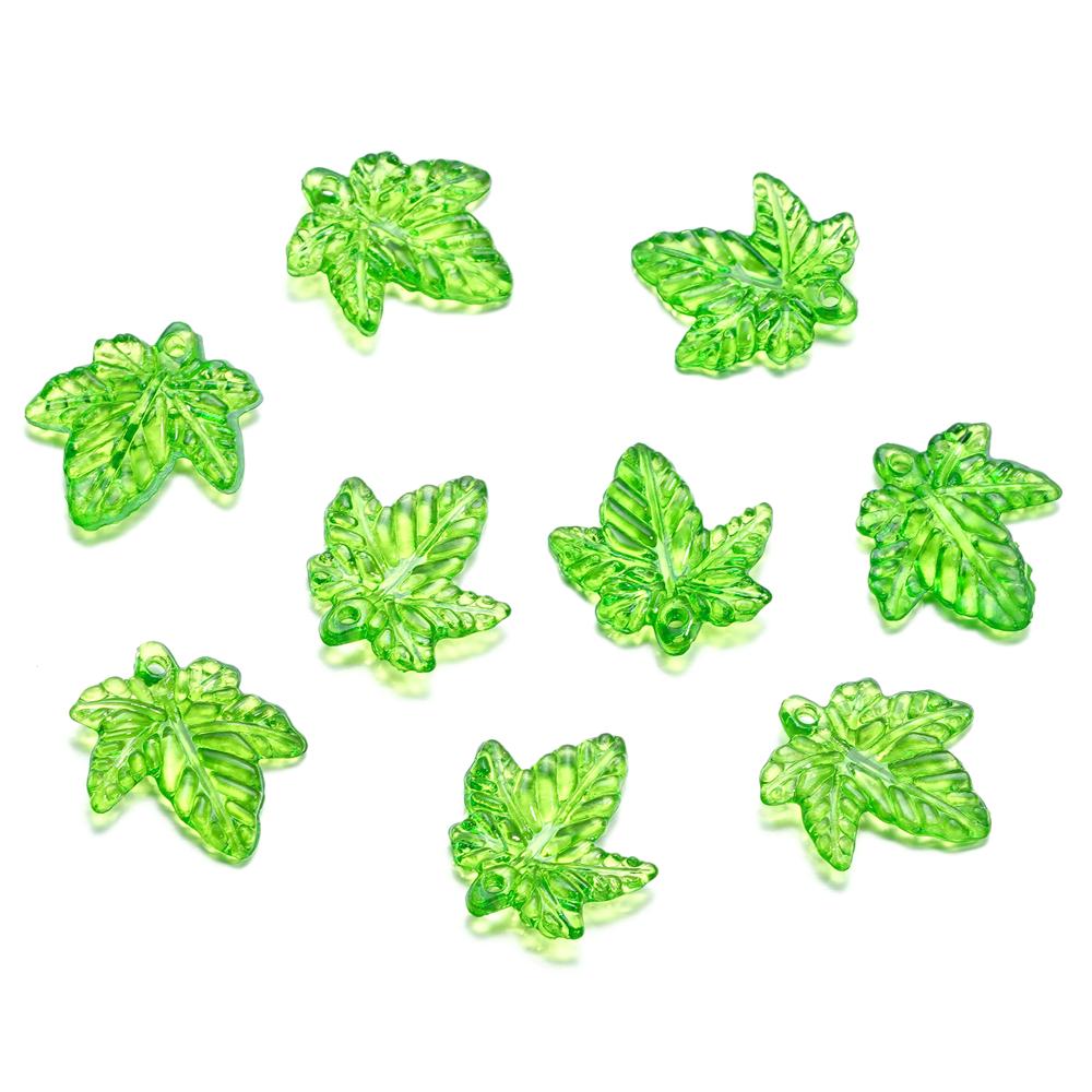10-100pcs Green Acrylic Leaf Charms Leaves Beads Pendants For Diy Necklace Bracelet Earrings Jewelry Making Handmade Crafts