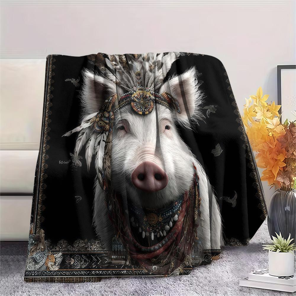 1PC Adorned Wild Sovereign Print FlAannel Blanket, High quality Comfortable for All Seasons, Home Decor, Warmth and Comfort