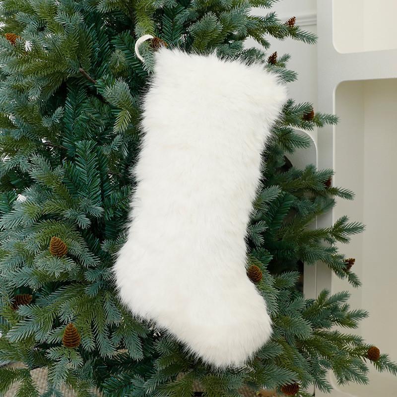Decor Christmas Stocking Gift Bag With Long Plush Material For Family Gatherings