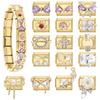 Vintage Heart Butterfly Flowers Bow Crystal Pearl Golden Italian Charm Links Fit 9mm Stainless Steel Bracelet DIY Making Jewelry
