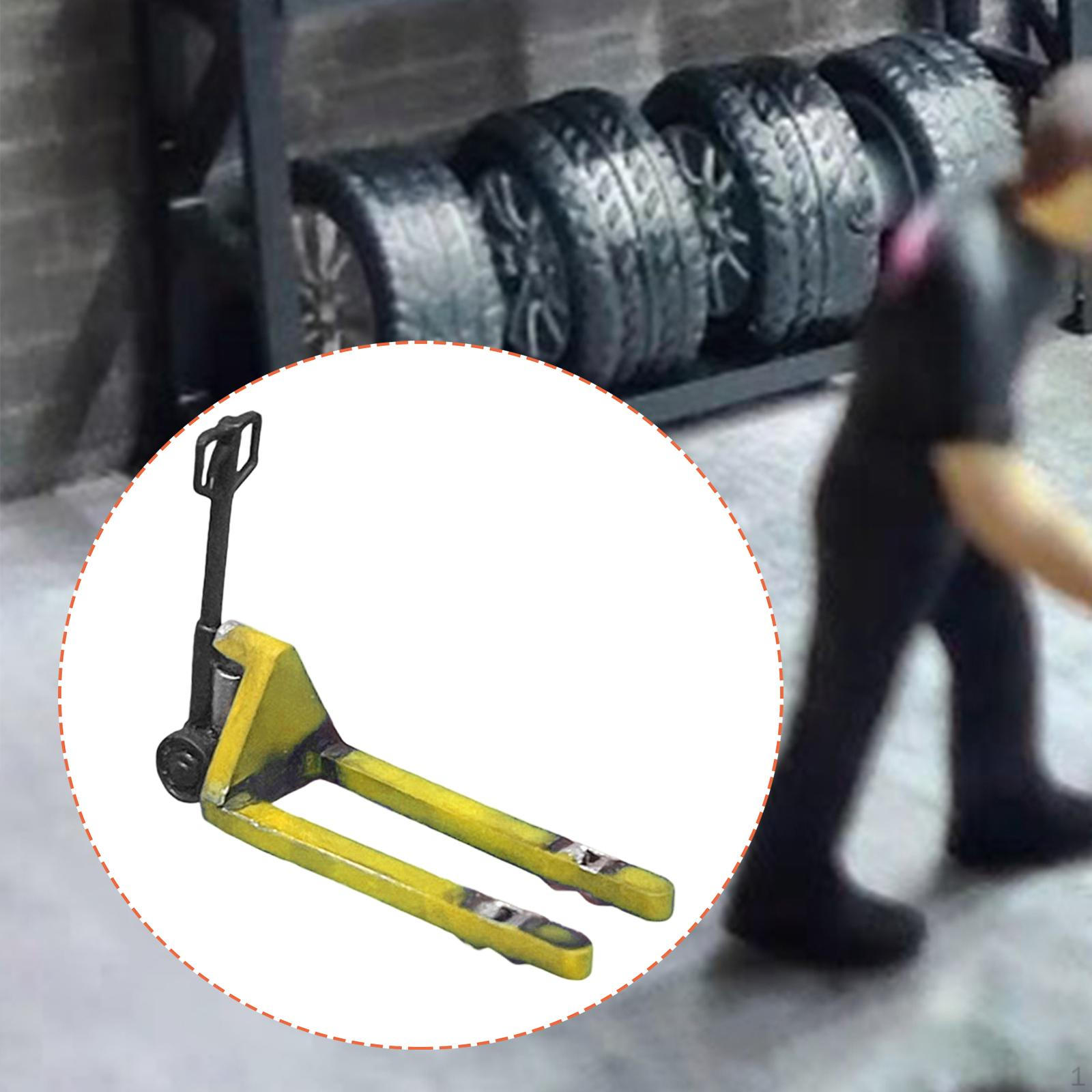 

1/64 Pallet Jack Repair Diorama Accessory Ornament Decoration Mini Forklift Table Cart Simulation жовтий