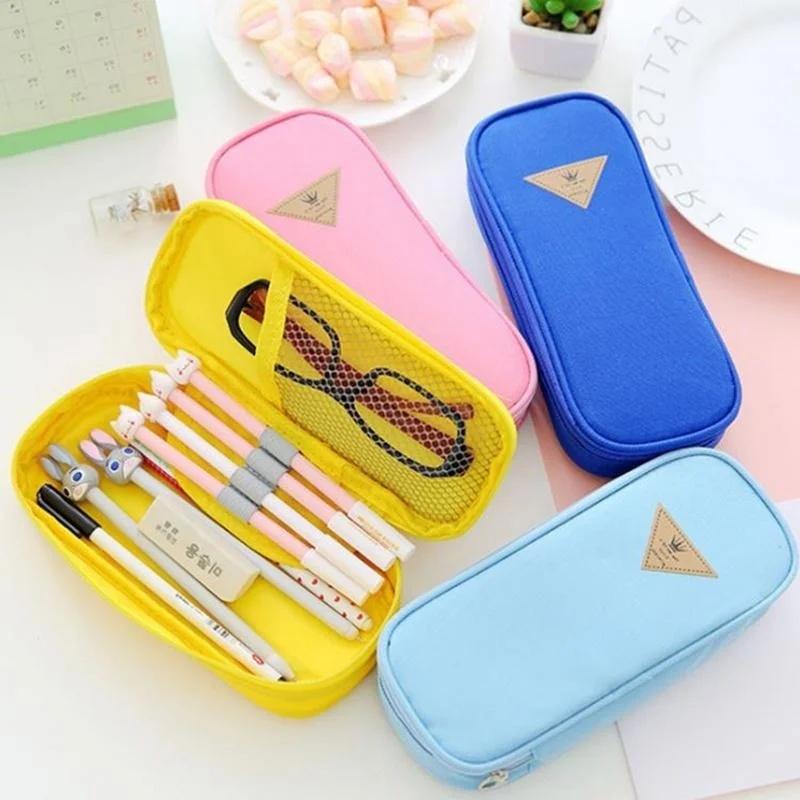 New 1PC Pencil Case Canvas Box Stationery School Supplies Large Capacity Pen Bag  Cute Pencil Pouch