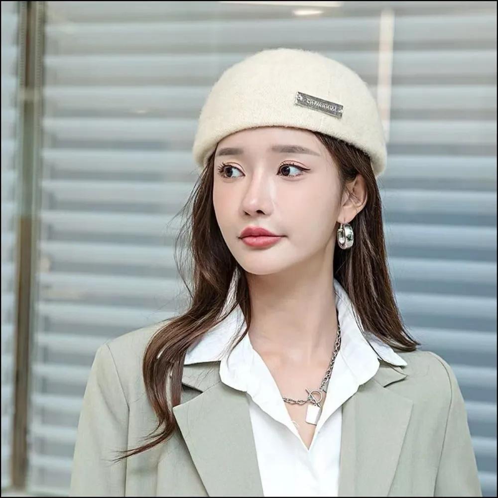 Women's Large Head Circumference Retro Woolen Warm Beret Hat