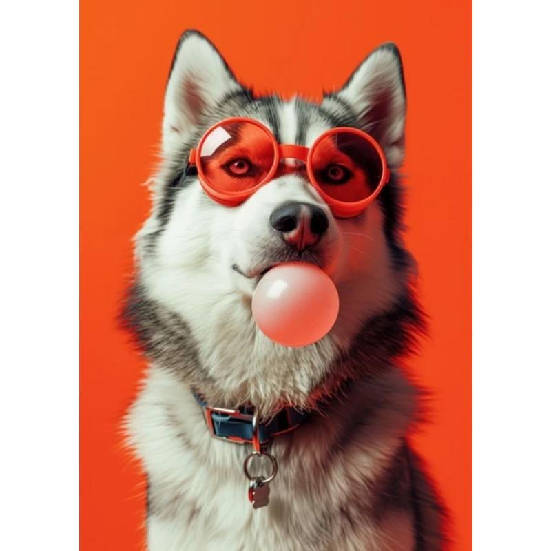 Zvířata Vtipné Tisky Pes Barevné Žvýkačkové Sluneční Brýle Plakát Samojed Francouzský Buldoček Malba na Plátno Nástěnné Umění Obrázek Domácí Dekorace