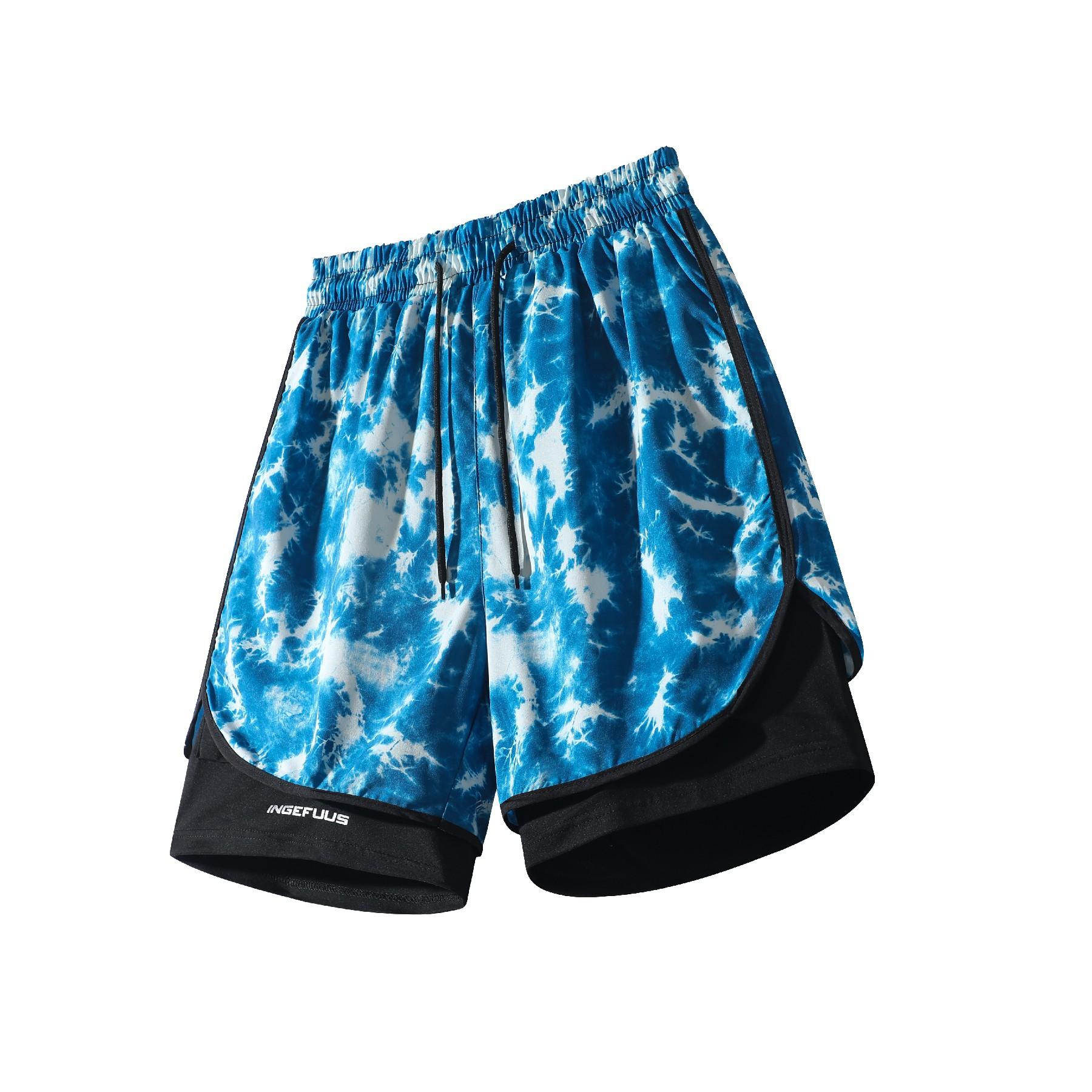 Летние легкие дышащие баскетбольные штаны, мужские пляжные штаны, мужские спортивные штаны, мужские шорты, мужские анти-стирающиеся штаны для бега и фитнеса XXL синий