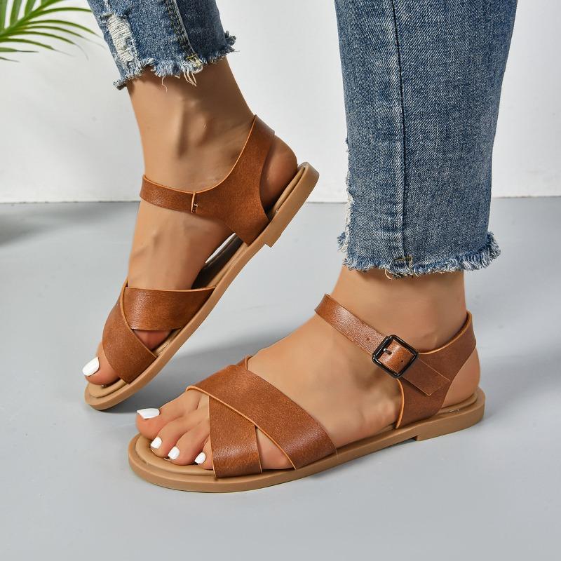 Large Size Flat Sandals Women's Summer New Round Toe